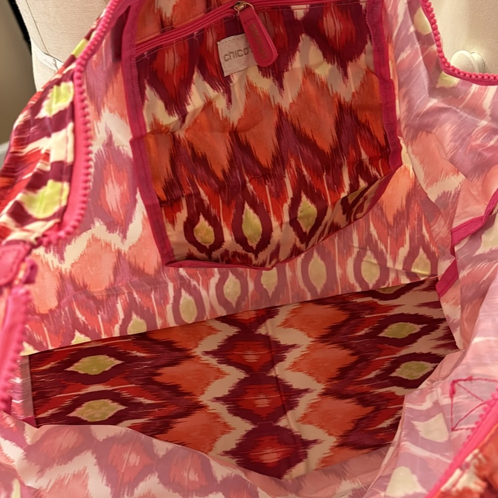 Chico’s pacakable tote in orange, purple, pink - Picture 3 of 4